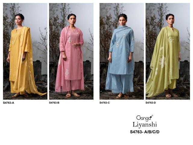 Ganga liyanshi 4763 catalog dress materials collection-wholesale retail